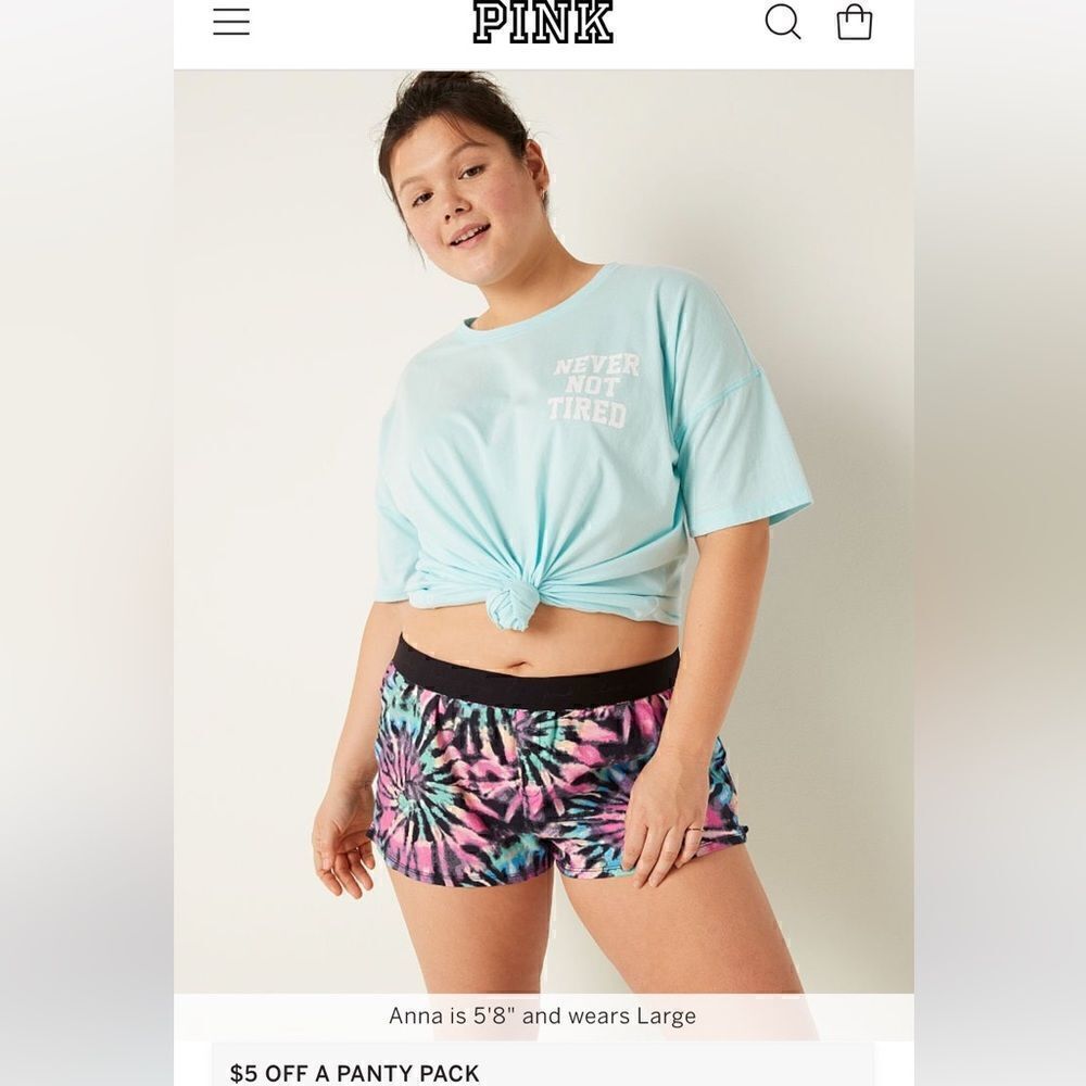 Lot of 2 xxl VS pink flannel boxy pajama shorts tie dye/ombre